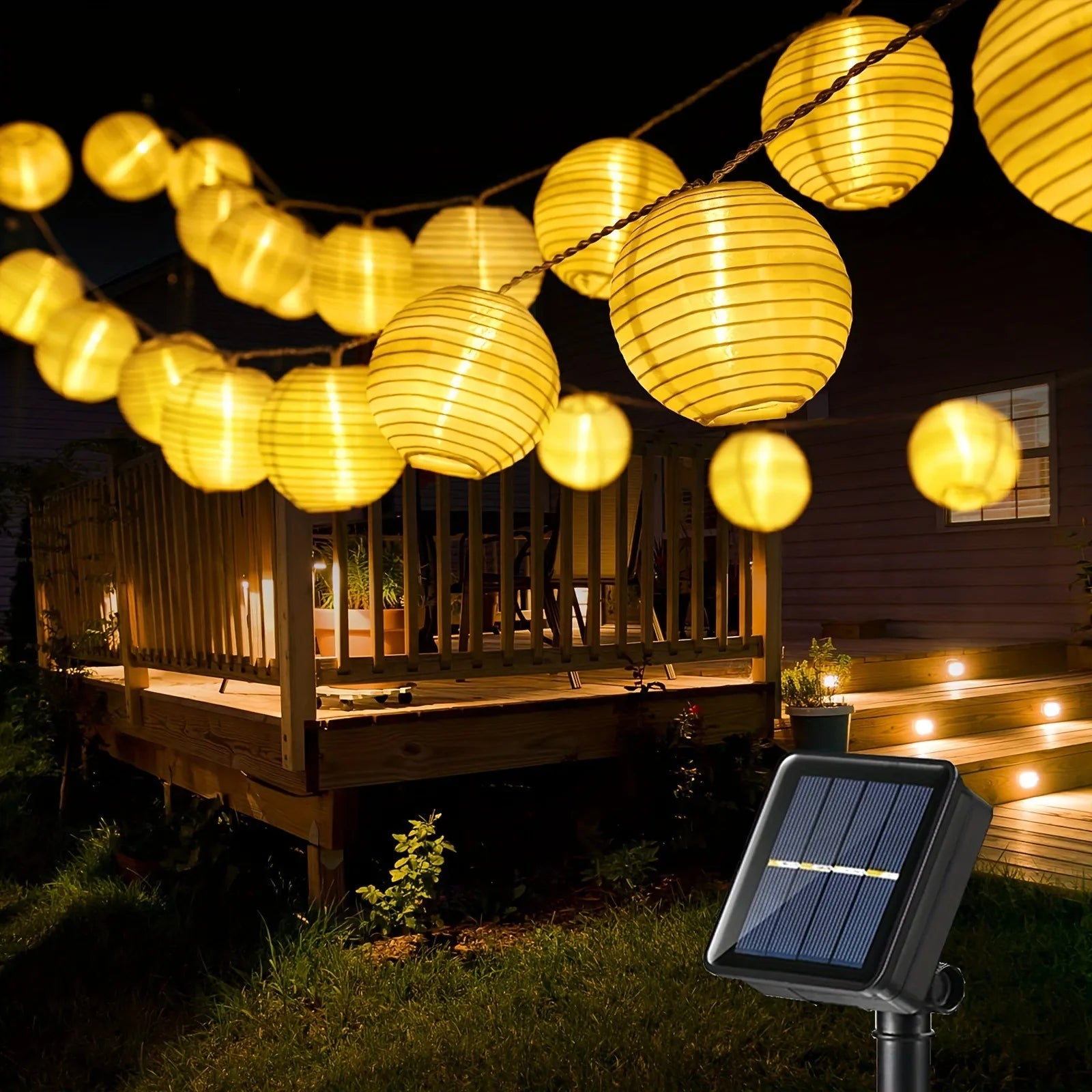 LED Solar Lantern String Lights Outdoor Garland Fairy Lights Solar Powered Garden Decorative Light for Christmas Wedding Party