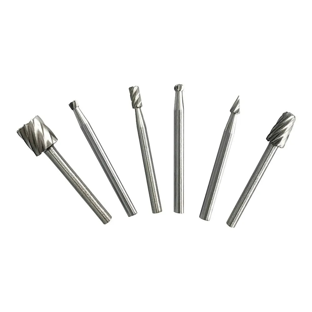 6pc High-speed Steel Woodworking Small Rotary File Grinding Head DIY Carpenter Polishing and Trimming Electric Tool Set