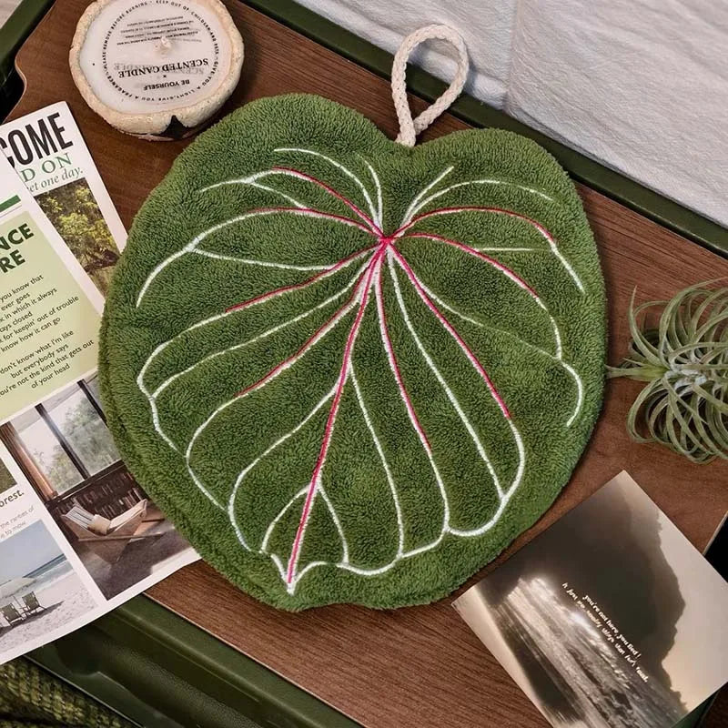 Hot Plant Hand Towel Cleaning Towel Absorbent Handkerchief Hanging Thickened Kitchen Towel Bathroom Kitchen Accessories