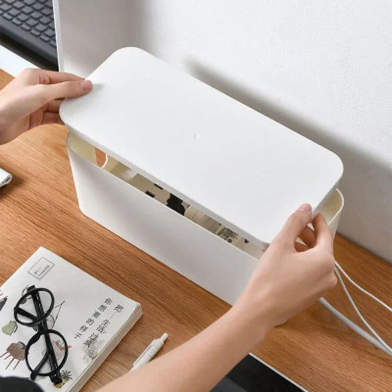 Cable Storage Box Desktop Power Strip Storage Box Dustproof Socket Storage Box Home Wire Case Wire Management Cable Organizer
