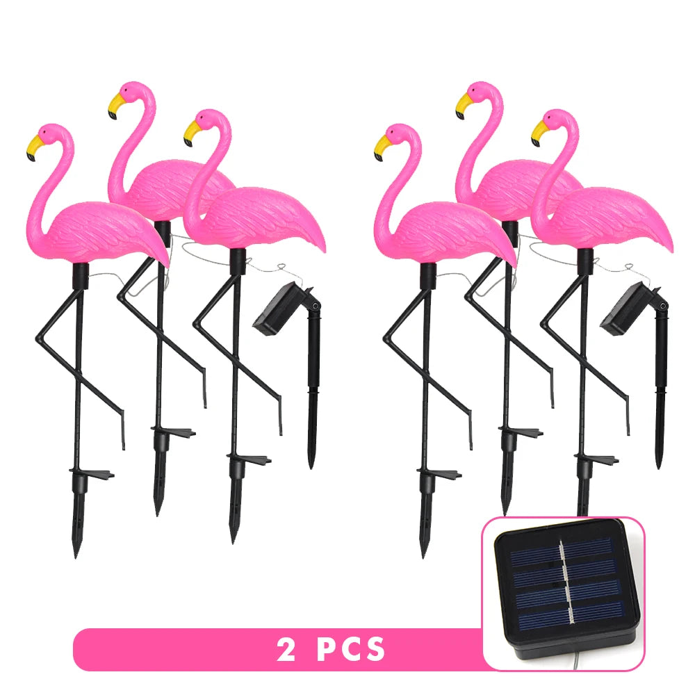 Solar Flamingo Light Garden Ornament Outdoor Waterproof Lawn Lamp Landscape Yard Light Patio Walkway Decoration Party Supplies