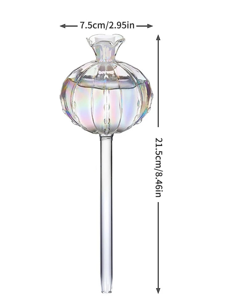 2PCS Pomegranate Flower Watering Machine Glass Creative Modeling Watering Machine Pot Lazy Watering Machine