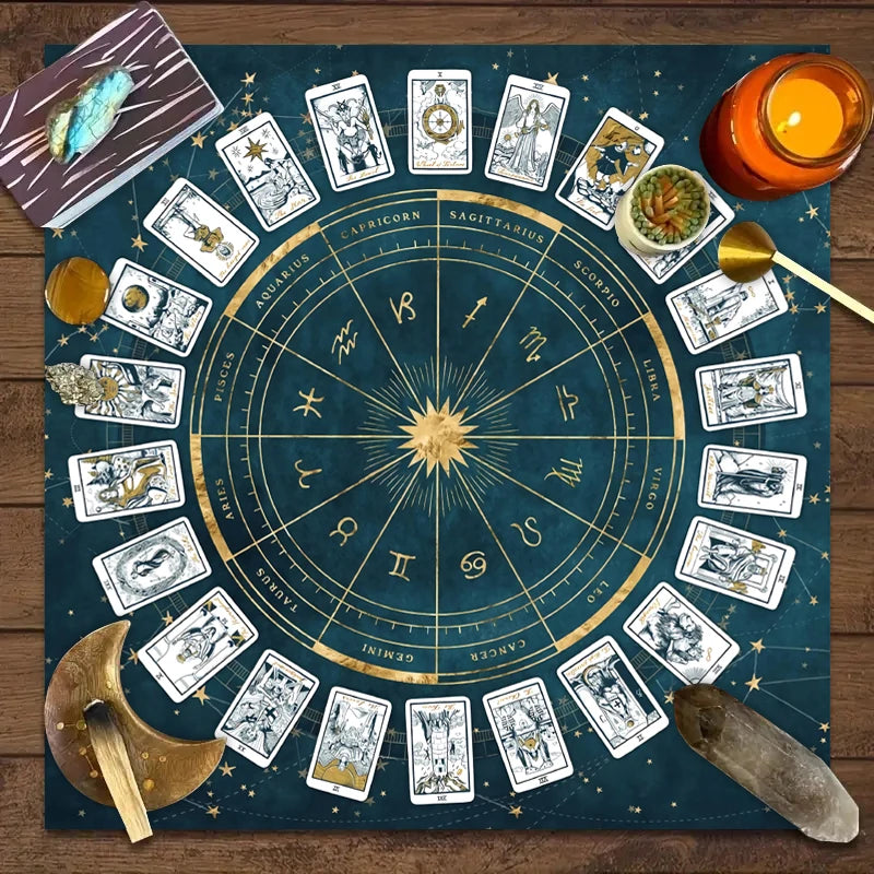 1pc Tarot card tablecloth, 12 zodiac card game, fortune telling card mat, board game cloth mat, board game decoration tablecloth