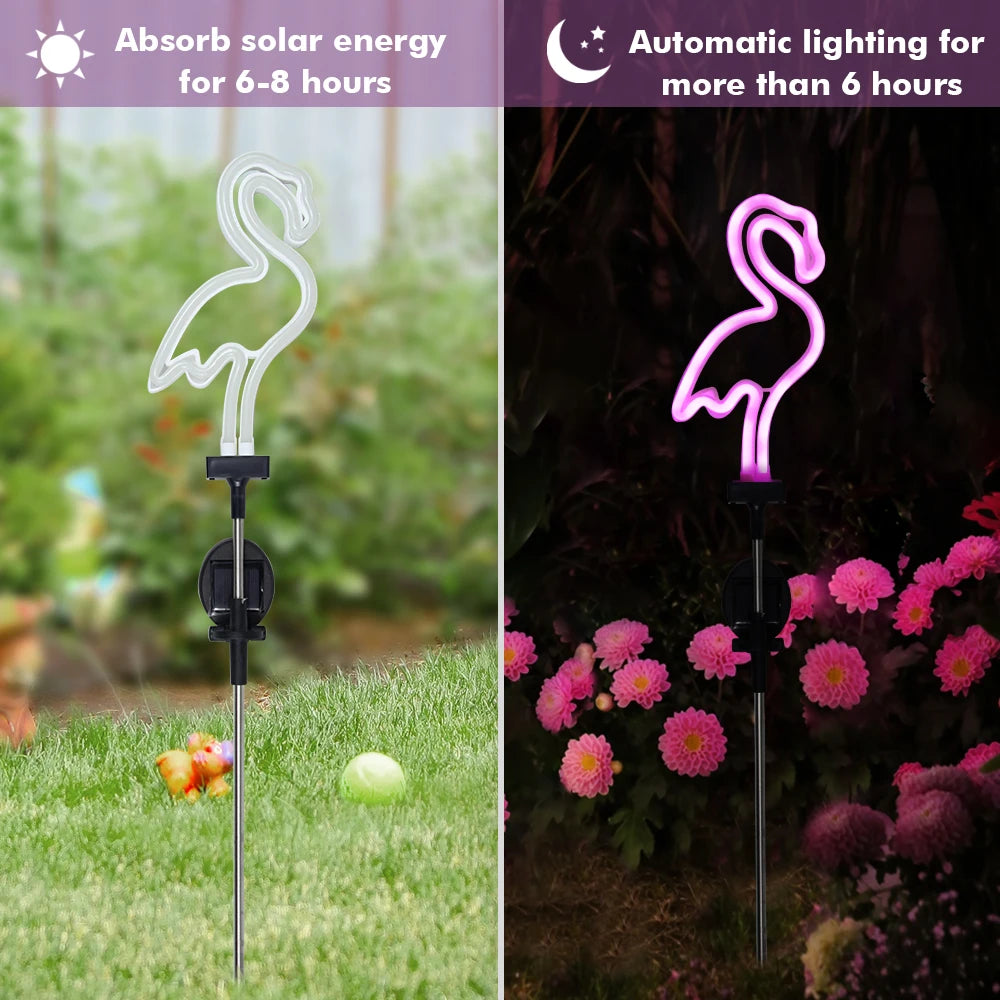 Solar Flamingo Light Garden Ornament Outdoor Waterproof Lawn Lamp Landscape Yard Light Patio Walkway Decoration Party Supplies