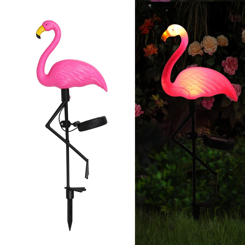 Solar Flamingo Light Garden Ornament Outdoor Waterproof Lawn Lamp Landscape Yard Light Patio Walkway Decoration Party Supplies
