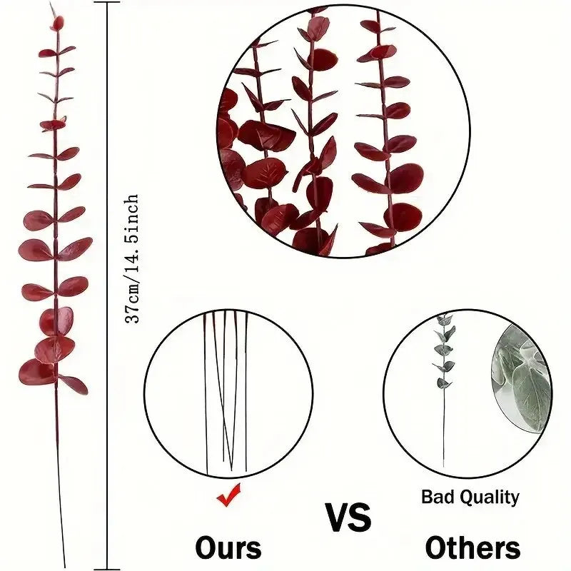 10pcs Artificial Plants Eucalyptus Leaves Green Leaf Branches for Home Garden Wedding Decoration Flowers Bouquet Centerpiece