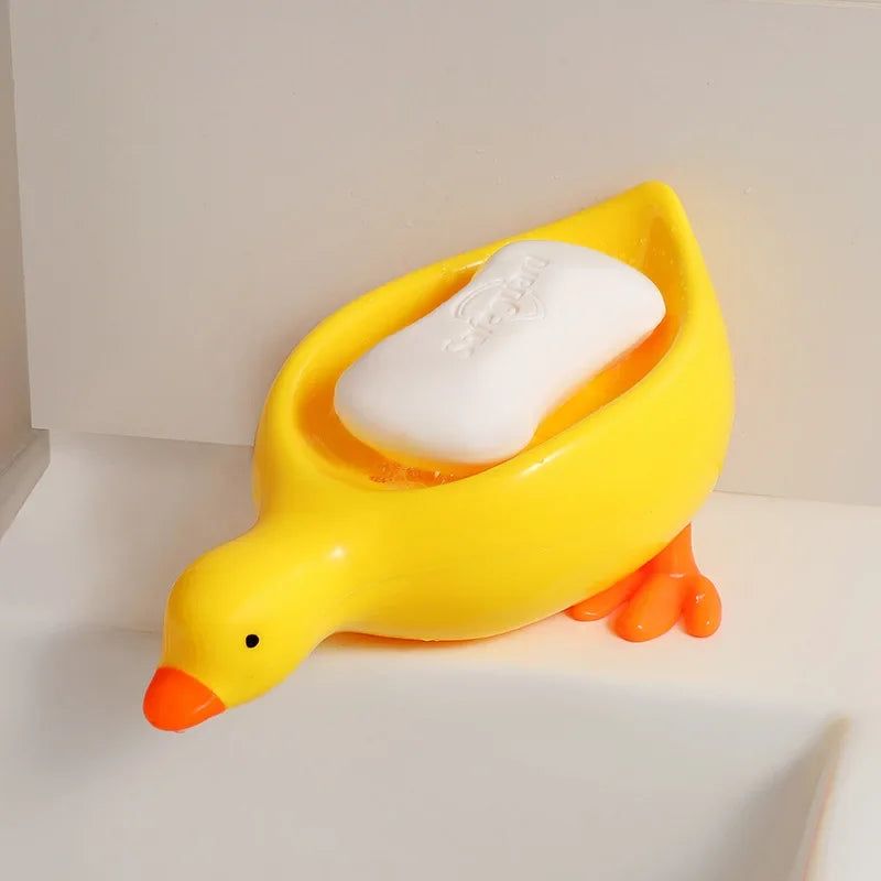 Soap Tray Self-draining Soap Rack Cute Duck-shaped Creative Rack for Shower Bathroom Kitchen Tub Sink Tray Bracket Bathroom