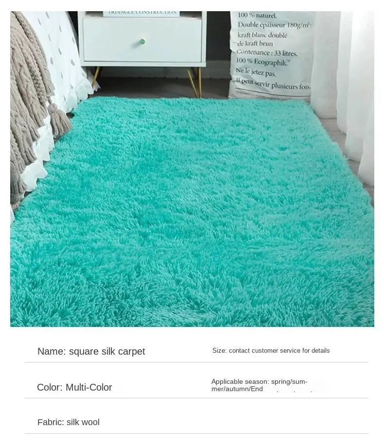 VIKAMA Silk wool Solid Colour Living Room Bedroom Bedside Sofa Soft Mat Home Light Luxury Non-slip Dirty Resistant Washable Rug