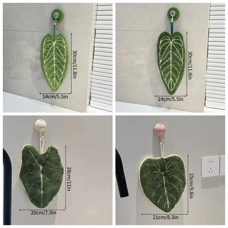 Hot Plant Hand Towel Cleaning Towel Absorbent Handkerchief Hanging Thickened Kitchen Towel Bathroom Kitchen Accessories