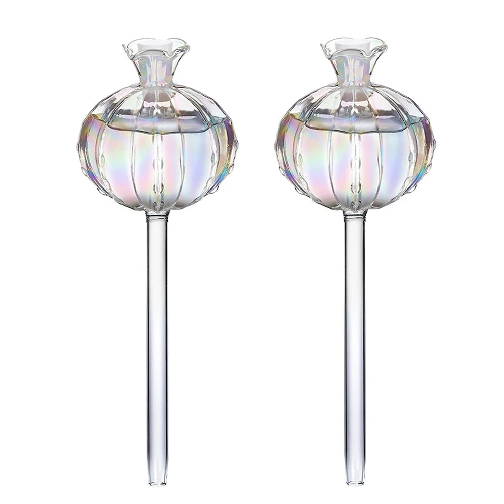 2PCS Pomegranate Flower Watering Machine Glass Creative Modeling Watering Machine Pot Lazy Watering Machine