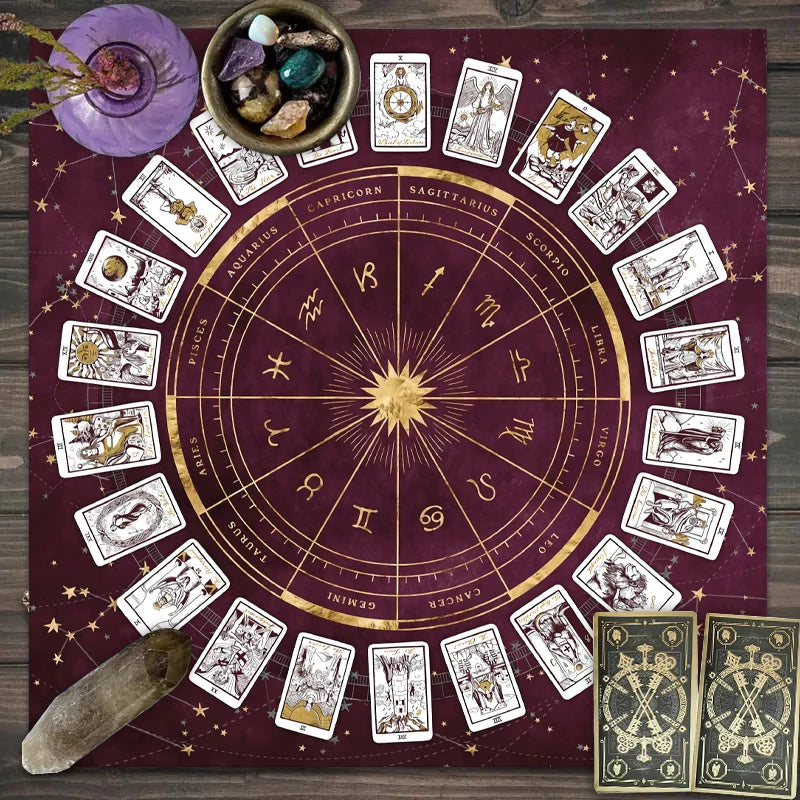 1pc Tarot card tablecloth, 12 zodiac card game, fortune telling card mat, board game cloth mat, board game decoration tablecloth