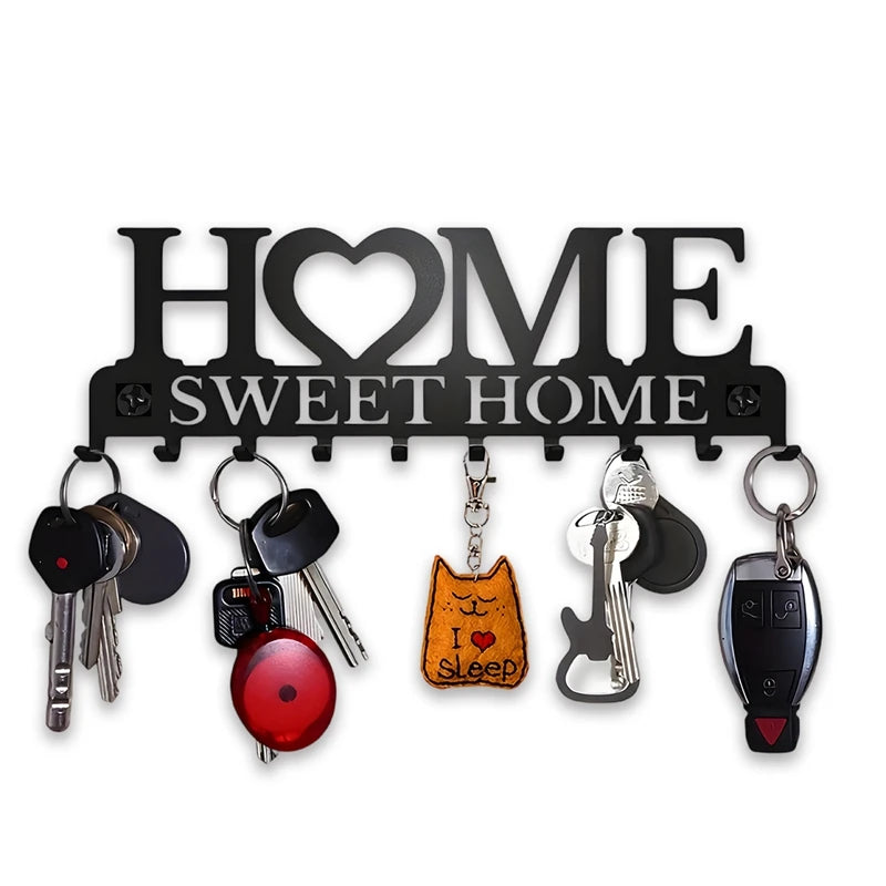 1pc Black Metal Keys Holder Wall Mount Key Holder Sweet Home Design Style Key Rack for Key Hanger With 10 Hooks