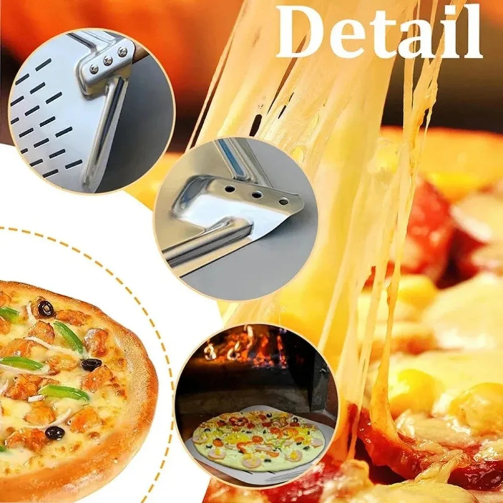 12 Inch Pizza Shovel Metal Non-Stick Pizza Peel with Wood Handle Transfer Tray for Homemade Baking Pizza Cake Bread Pizzas Tools