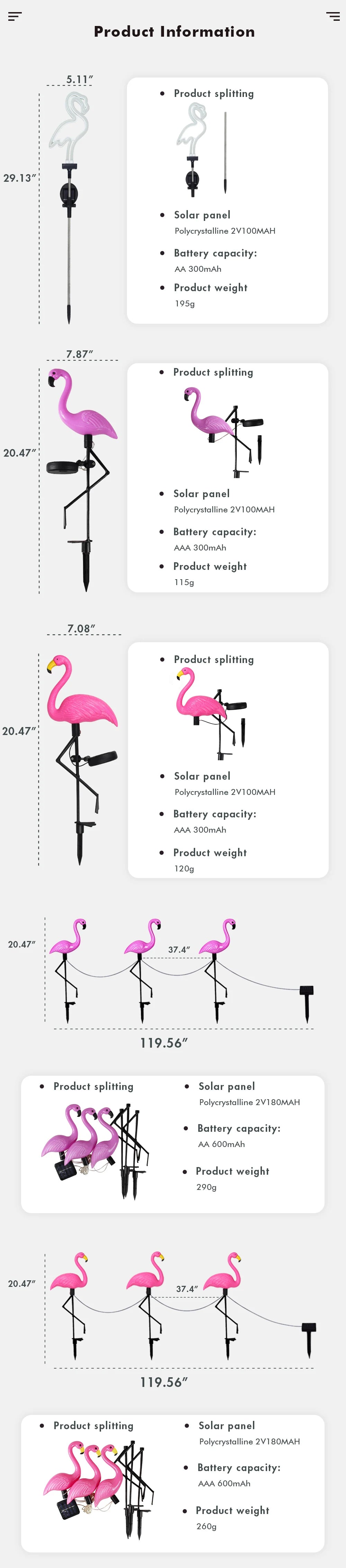 Solar Flamingo Light Garden Ornament Outdoor Waterproof Lawn Lamp Landscape Yard Light Patio Walkway Decoration Party Supplies