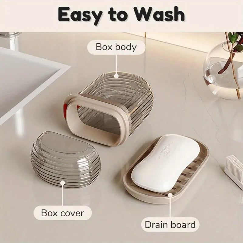 1 set of portable travel soap box and toothbrush holder set - durable plastic, perfect for camping, bathroom accessories