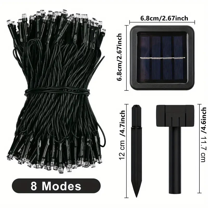 LED Plastic Leath Solar Powered Outdoor Fairy Lights IP65 Waterproof 8 Lighting Modes for Christmas Wedding Decoration