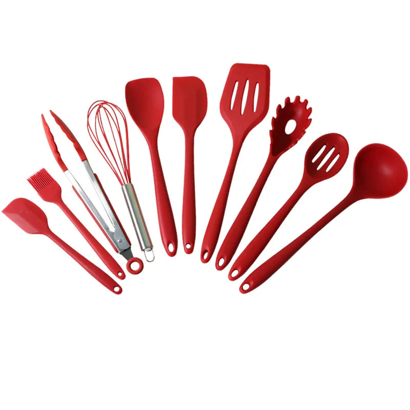 10 PCS Silicone Cookware Set Kitchen Cooking Tools Baking Tools Tableware Silicone Shovel Spoon Scraper Kitchen Accessories