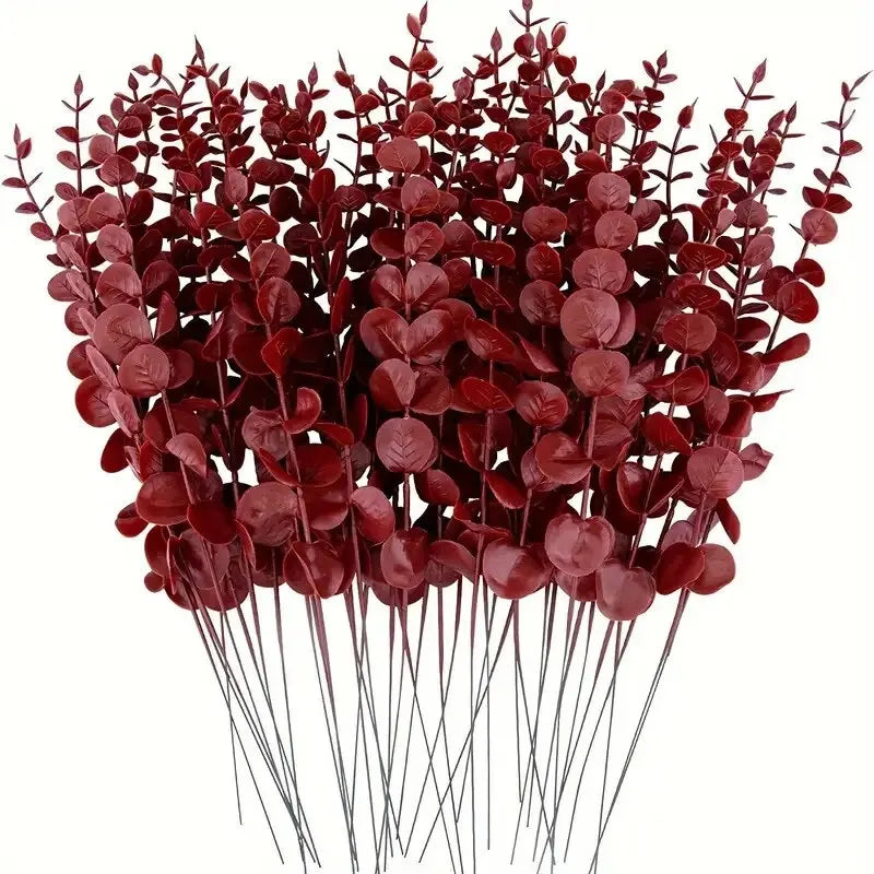 10pcs Artificial Plants Eucalyptus Leaves Green Leaf Branches for Home Garden Wedding Decoration Flowers Bouquet Centerpiece