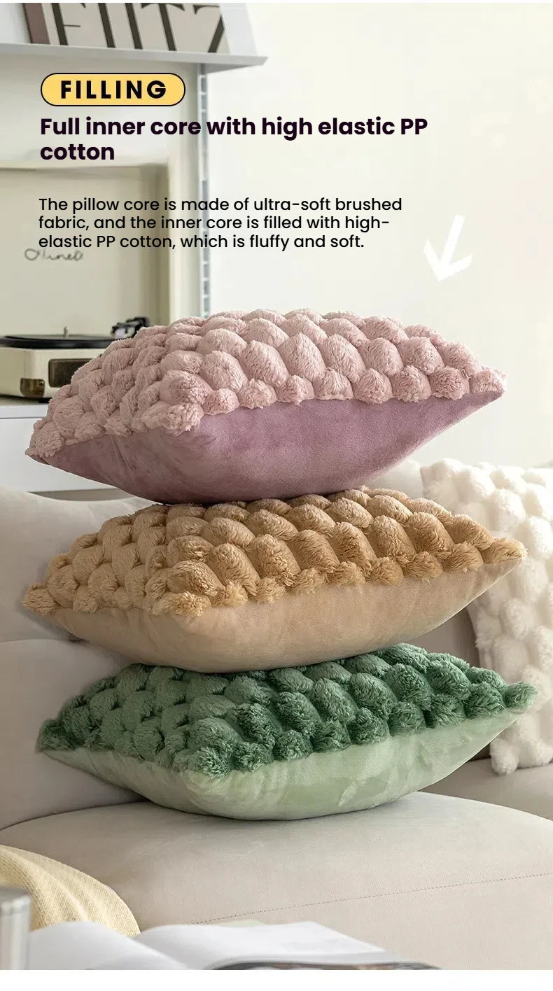 1PC Pineapple Grid  3D Soft Plush Throw Pillow Cover Decorative Cushion Case for Sofa Living Room Bedroom & Home Decor