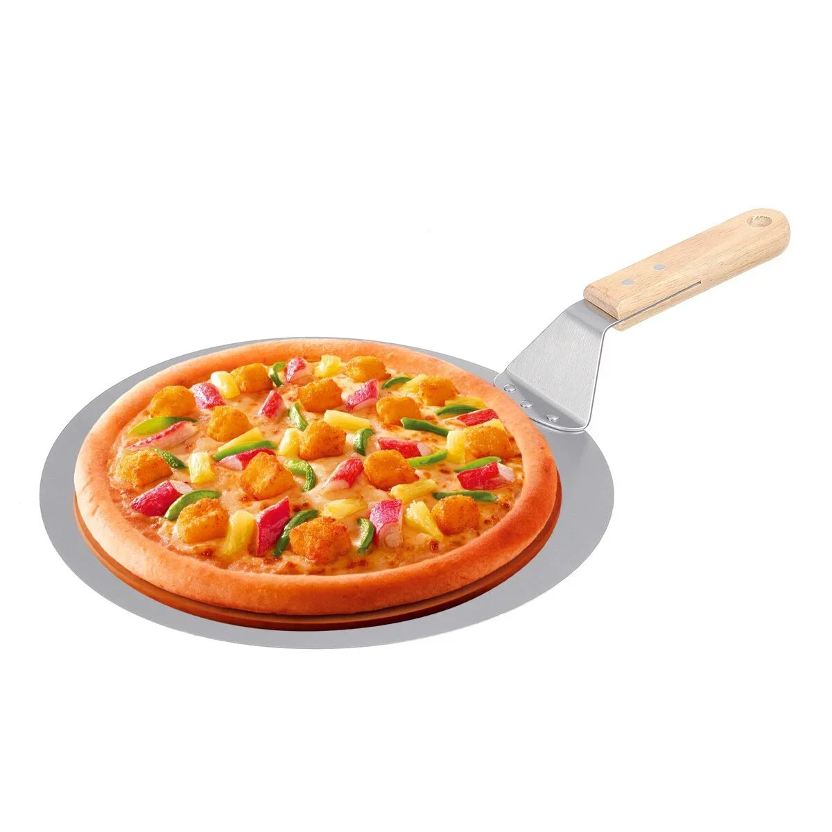 10/12inch Pizza Shovel Pastry Tools Stainless Steel Wooden Handle Peel Round Anti-scalding Pan Bakeware Maker