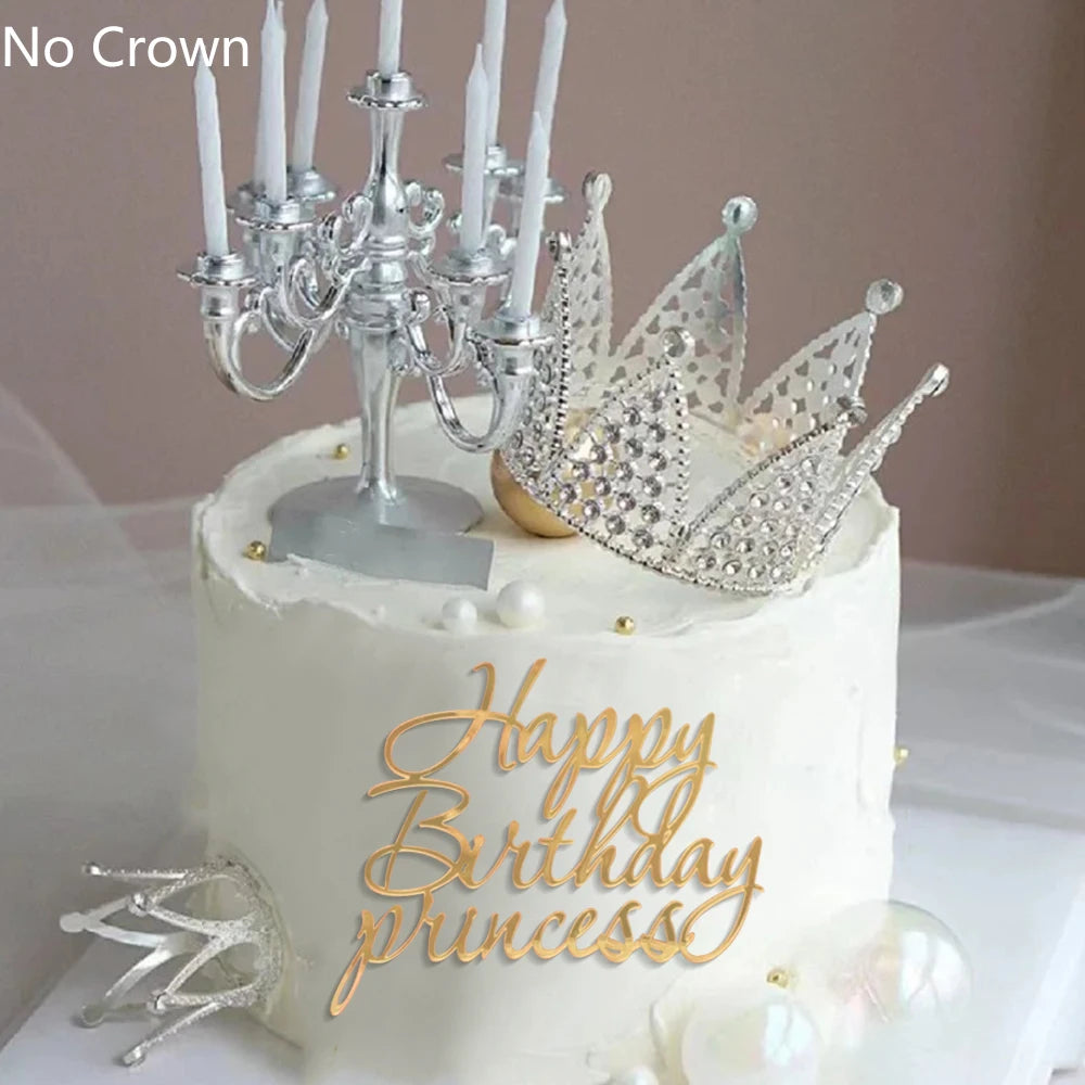 6pcs/3pcs  Acrylic Birthday Queen Gold Cake Topper Happy  Birthday Party Sides Cake Decorations  Accessories