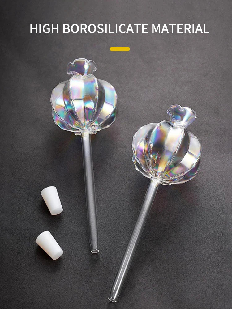 2PCS Pomegranate Flower Watering Machine Glass Creative Modeling Watering Machine Pot Lazy Watering Machine