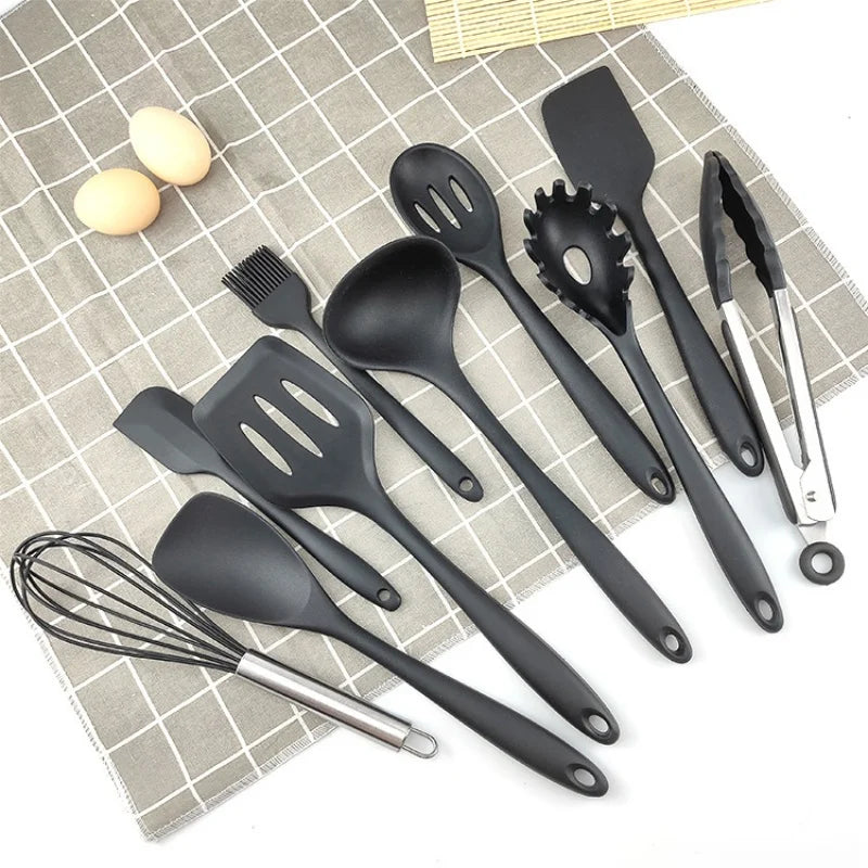 10 PCS Silicone Cookware Set Kitchen Cooking Tools Baking Tools Tableware Silicone Shovel Spoon Scraper Kitchen Accessories