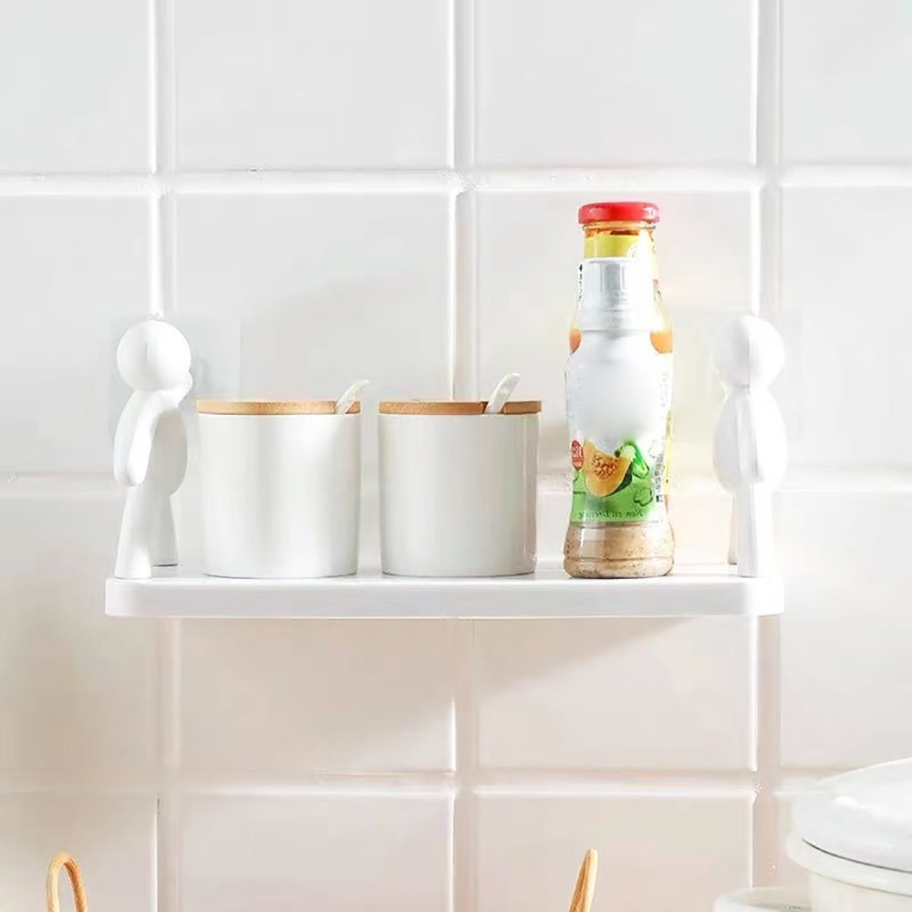 Self-adhesive Bathroom Shampoo Storage Racks Plastic Shelf Storage Organization Shelves Support Holder