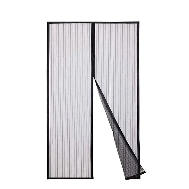 Heavy Duty Magnetic Screen Door Mesh Curtain Mosquito Net Bug Hands Free Partition Mute Striped Door Curtain Bedroom Ventilation