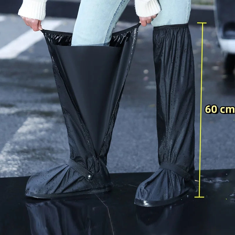 Reusable Anti-Slip PU Leather Waterproof Shoes Cover Water Boots Cycling Hiking Overshoes Rain Snow Wet Sand Shoes Protectors