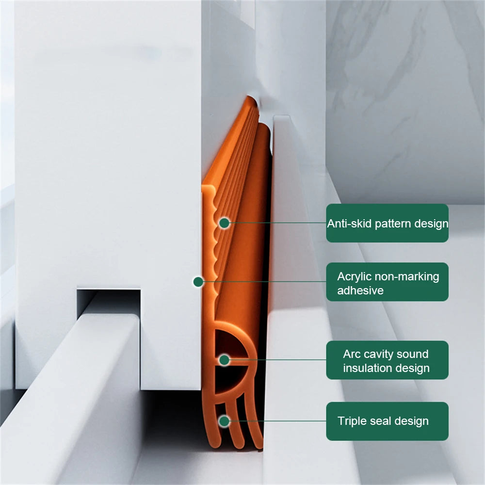 TPE Sliding Window Seal Strip Self Adhesive Triple Sound Insulation Windproof Anti-Cold Door Under Flexible Weatherstrip Tape