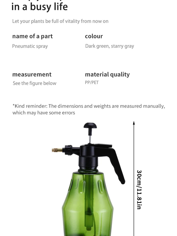 1pc Premium Plastic Pressure Spray Bottle - Powerful Air Pressure Technology, Adjustable Nozzle, High-Pressure Mist Sprayer for