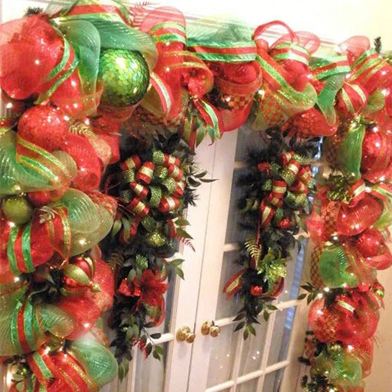 Christmas Tree Decorations Ribbon Mesh Ribbon for Wreath Bow Garland 2025 Christmas Decor Home Decor Gifts Navidad New Year 2026 (副本) (副本)