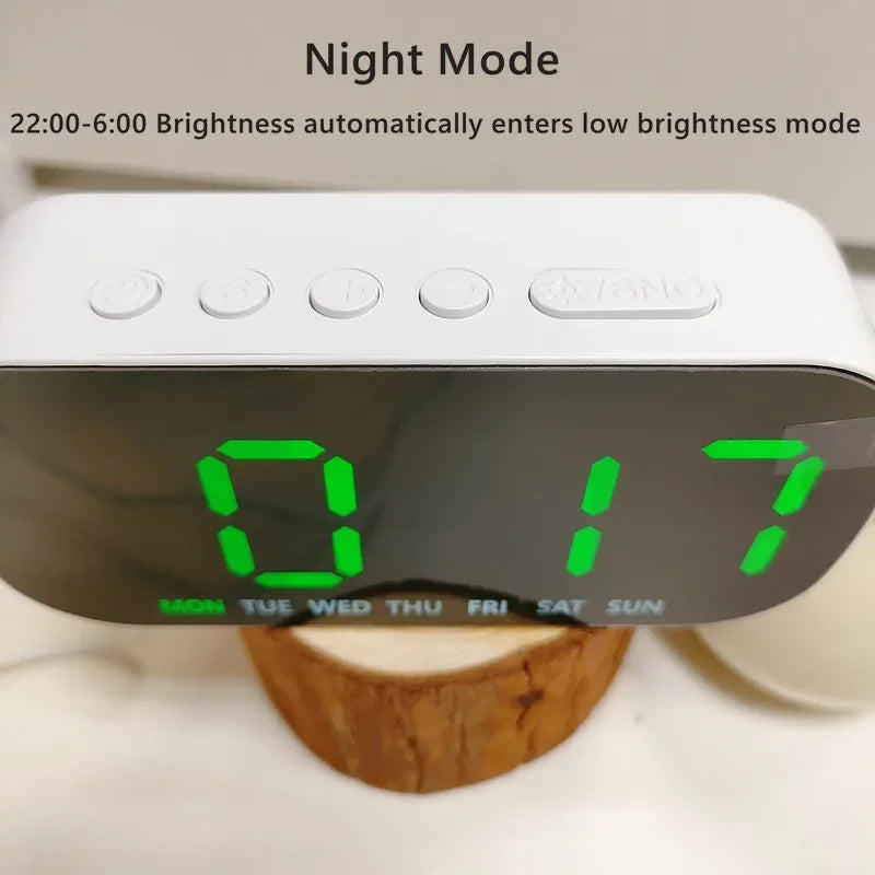 Digital Alarm Clock USB Powered Temperature Date Week Dual Alarm Night Mode Snooze Clock 5 Levels of Brightness 12/24H LED Clock