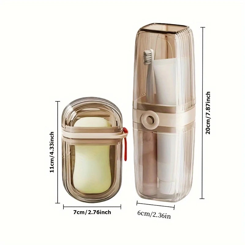 1 set of portable travel soap box and toothbrush holder set - durable plastic, perfect for camping, bathroom accessories