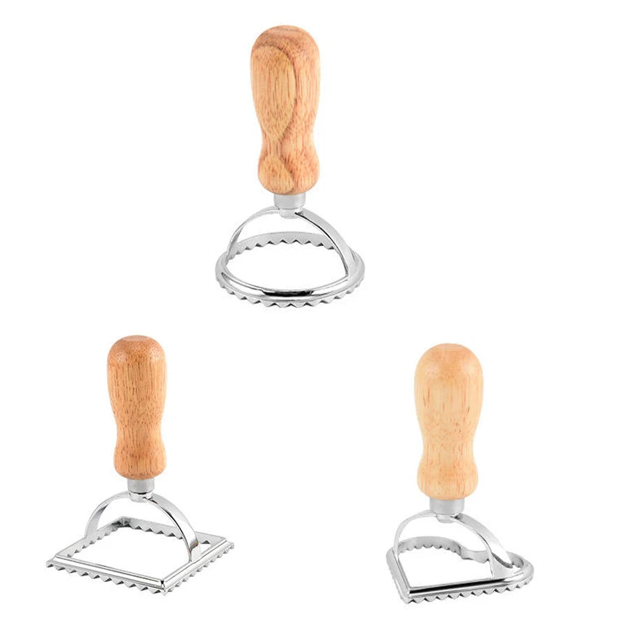 1pc/2pcs/4pcs/5pcs Ravioli Stamp Maker Cutter with Roller Wheel Wooden Handle for Ravioli, Pasta, Dumplings Lasagna, Pierogi