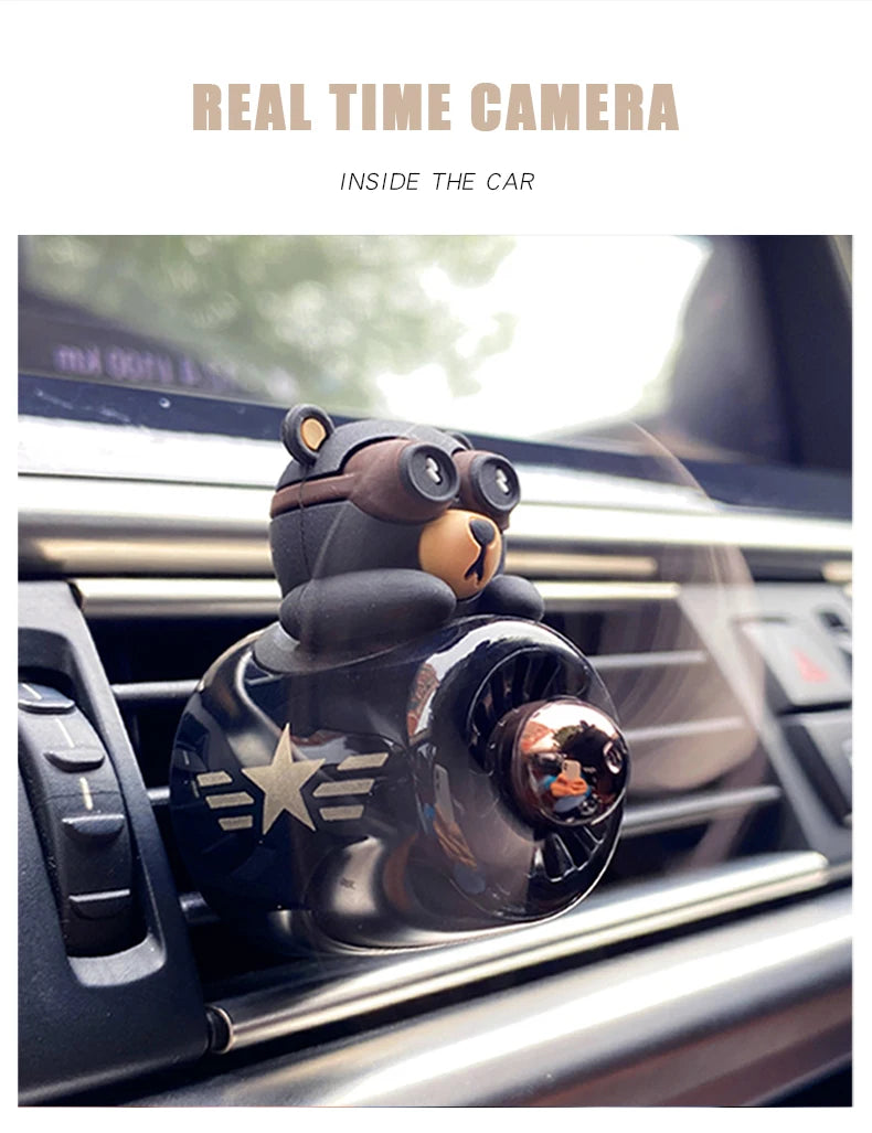 Rotating airplane pilot bear car air fresheners accessories interior decorations fan vent clips perfume fragrance diffuser aroma