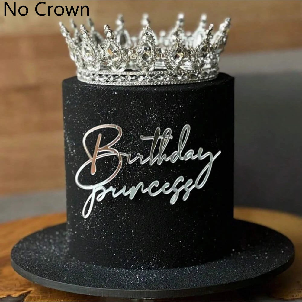 6pcs/3pcs  Acrylic Birthday Queen Gold Cake Topper Happy  Birthday Party Sides Cake Decorations  Accessories