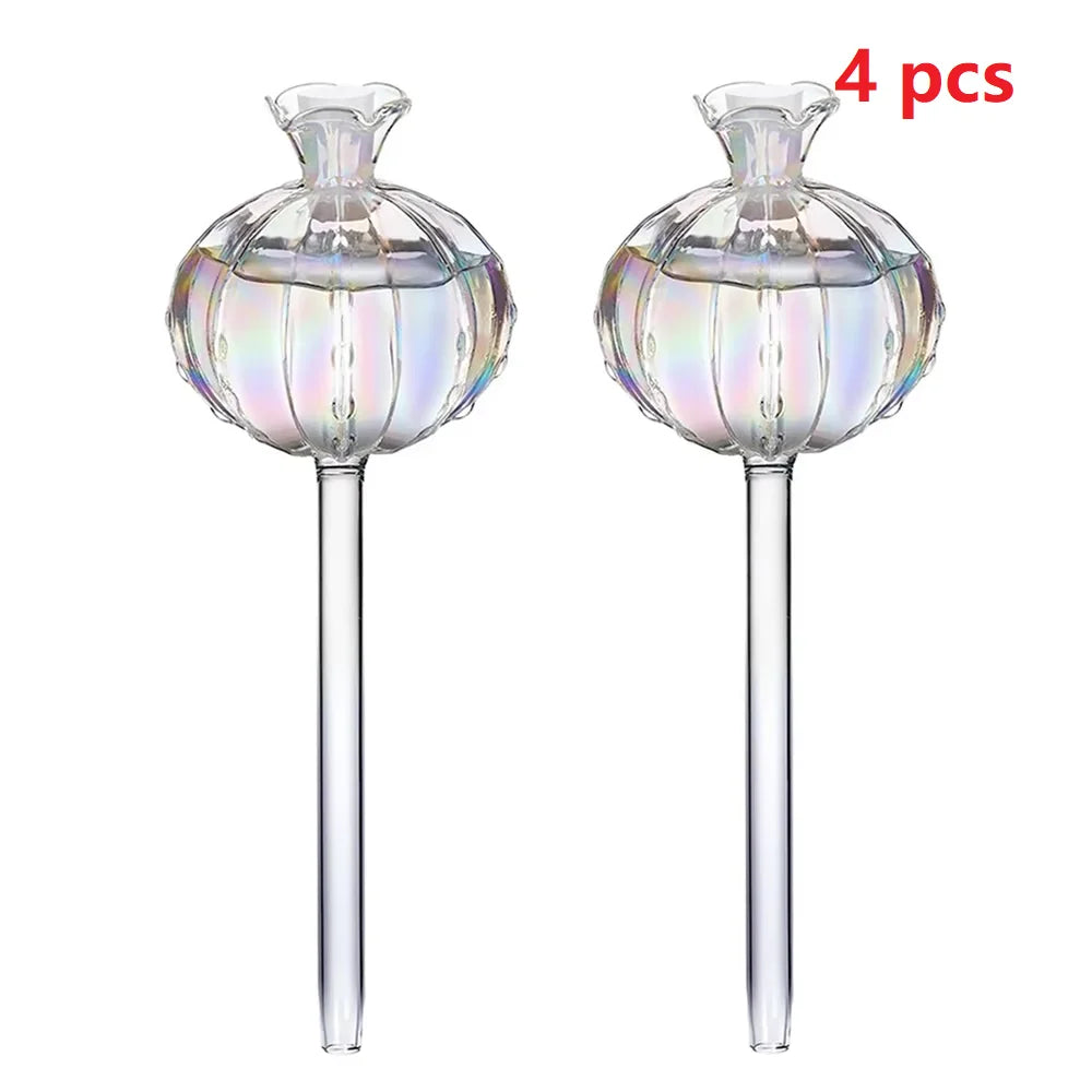 2PCS Pomegranate Flower Watering Machine Glass Creative Modeling Watering Machine Pot Lazy Watering Machine