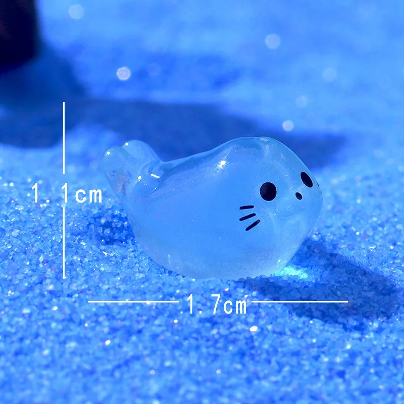 10/20/50pcs Kawaii Luminous Mini Seal Pup Resin Glow At Night Marine Animal Figurines Ornament Fairy Garden DIY Accessories