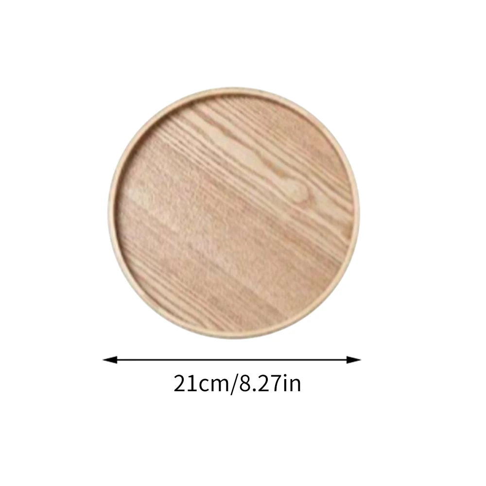 Round Wooden Serving Tray 21/27/30cm Wood Platte Decorative Tray for Coffee Home Table Breakfast Dinner Tea Food Tray