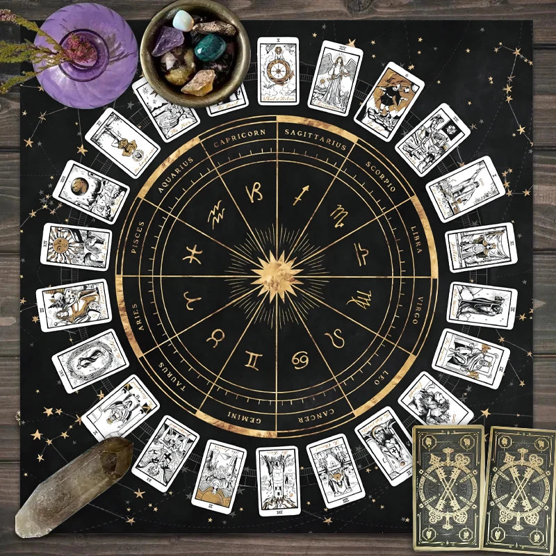 1pc Tarot card tablecloth, 12 zodiac card game, fortune telling card mat, board game cloth mat, board game decoration tablecloth