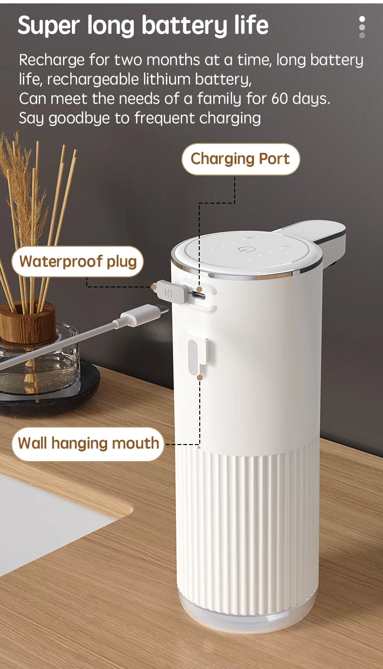 HQ Automatic Soap Dispenser bathroom accessories Automatic Liquid soap dispenser 360ML TYPE-C White 4 Level Foam Soap Dispenser