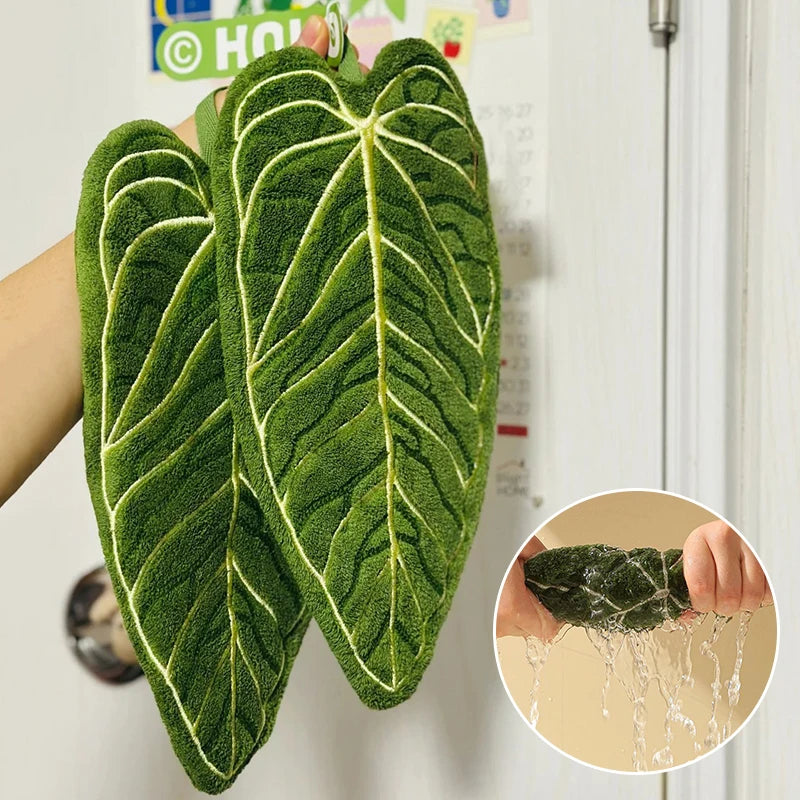 Hot Plant Hand Towel Cleaning Towel Absorbent Handkerchief Hanging Thickened Kitchen Towel Bathroom Kitchen Accessories