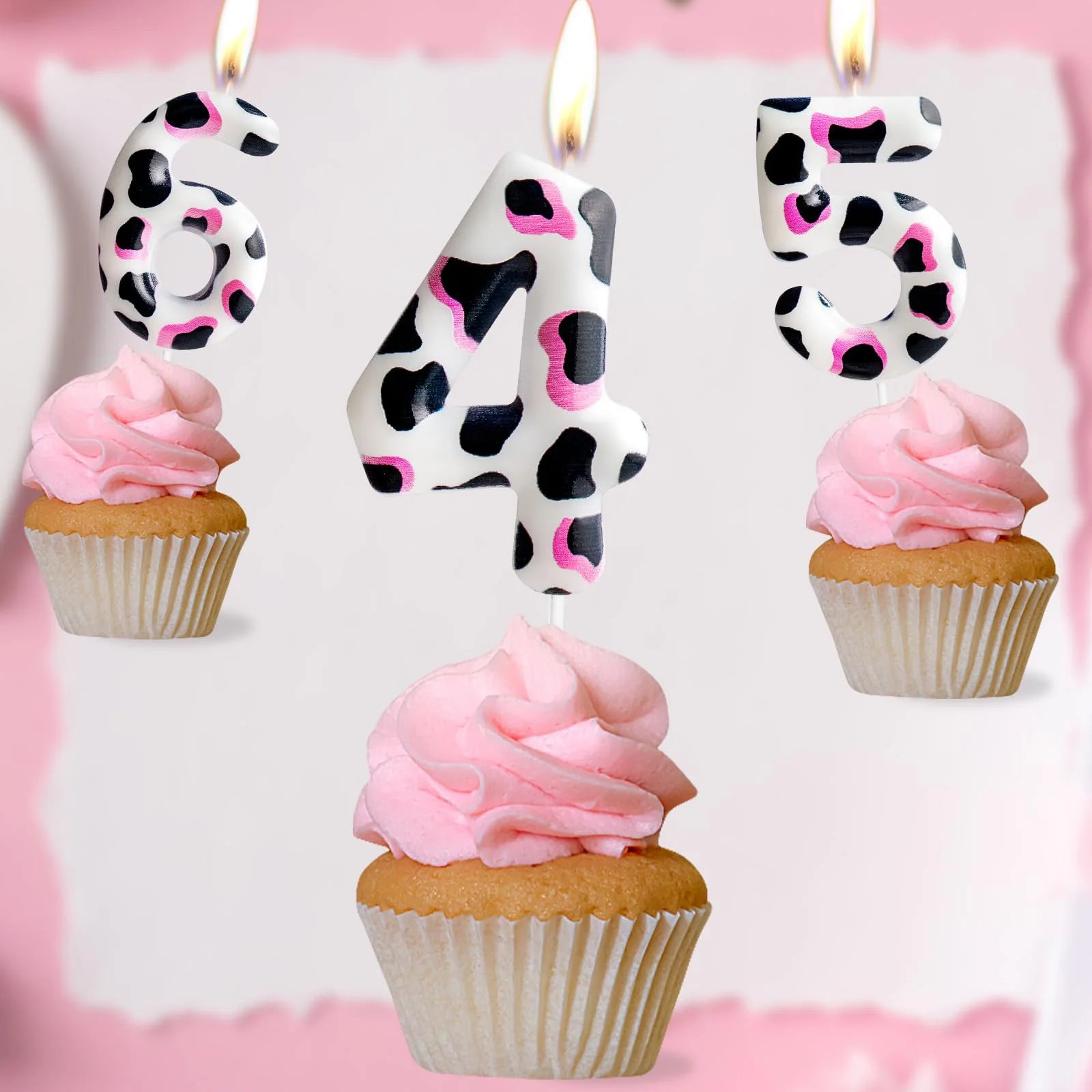 7pcs Birthday Number Candle,Pink Cow Birthday Candles Cow Im One Birthday Decorations,Cowgirl Theme Girls Birthday Party Décor