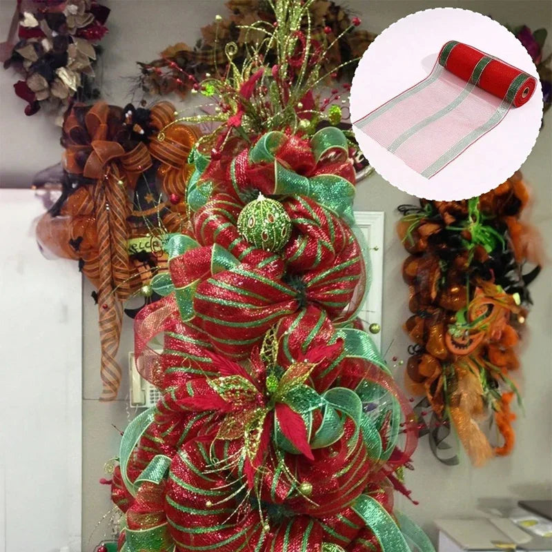 Christmas Tree Decorations Ribbon Mesh Ribbon for Wreath Bow Garland 2025 Christmas Decor Home Decor Gifts Navidad New Year 2026 (副本) (副本)