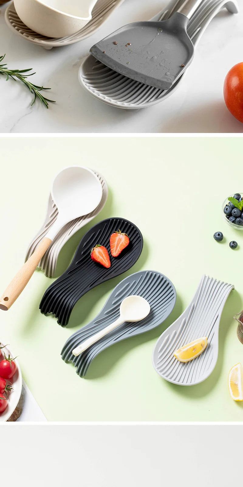 1/4Pcs Silicone Insulated Spoon Holder Heat Resistant Placemat Spoon Holder Cutlery Shelving Kitchen Tools Placemat