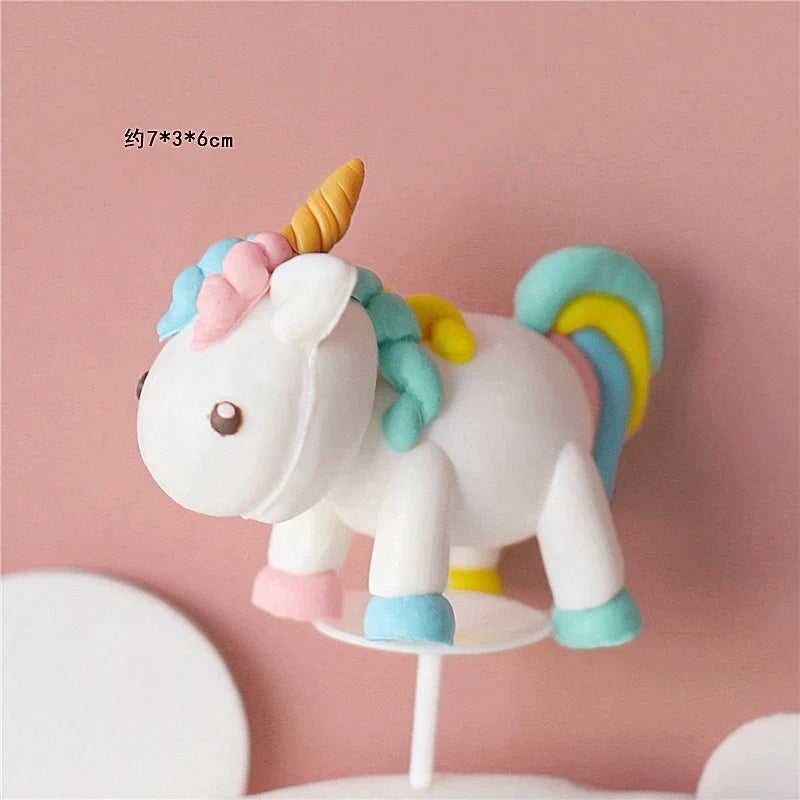 Rainbow Unicorn Cake Topper  Girl Baby Shower Birthday Decoration Kids Liked Unicorn Theme Decor Cupcake Party Baking Supplies