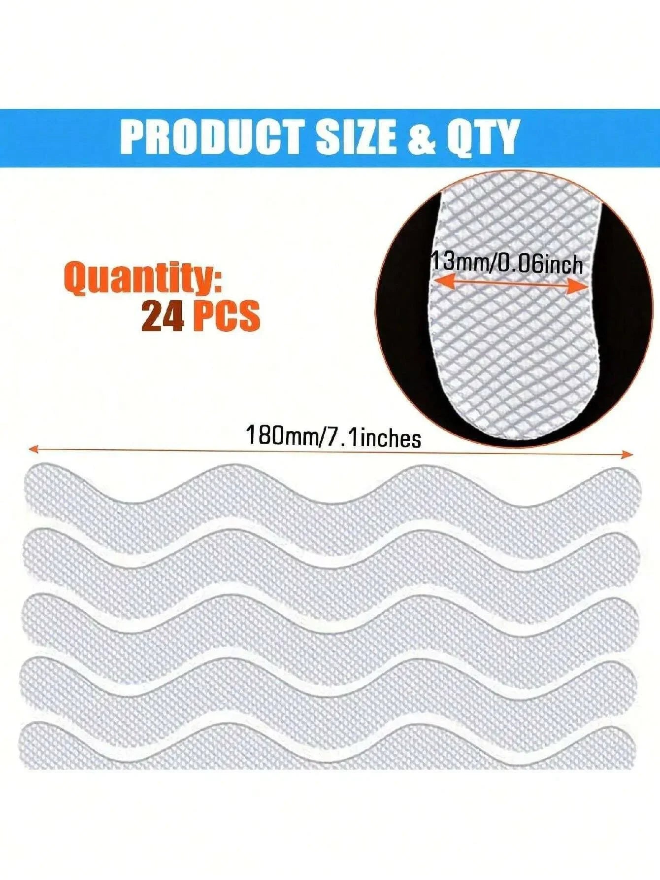 24Pcs Package Transparent Anti-Slip Stickers For Bathroom Floor And Shower - Bathtub Floor Safety Anti-Slip Strips