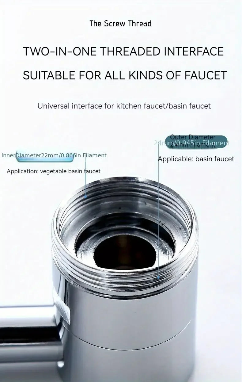 1080° Swivel Faucet Extender Universal Splash-Proof Dual Spray Modes Rust-Proof Bathroom Sink Accessories with Adapter